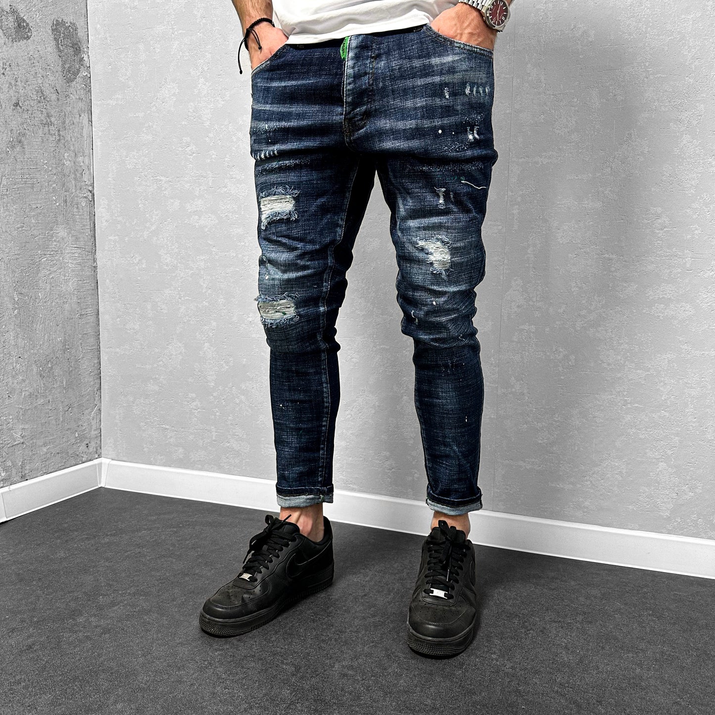 Мъжки дънки с пръски "Adrain"