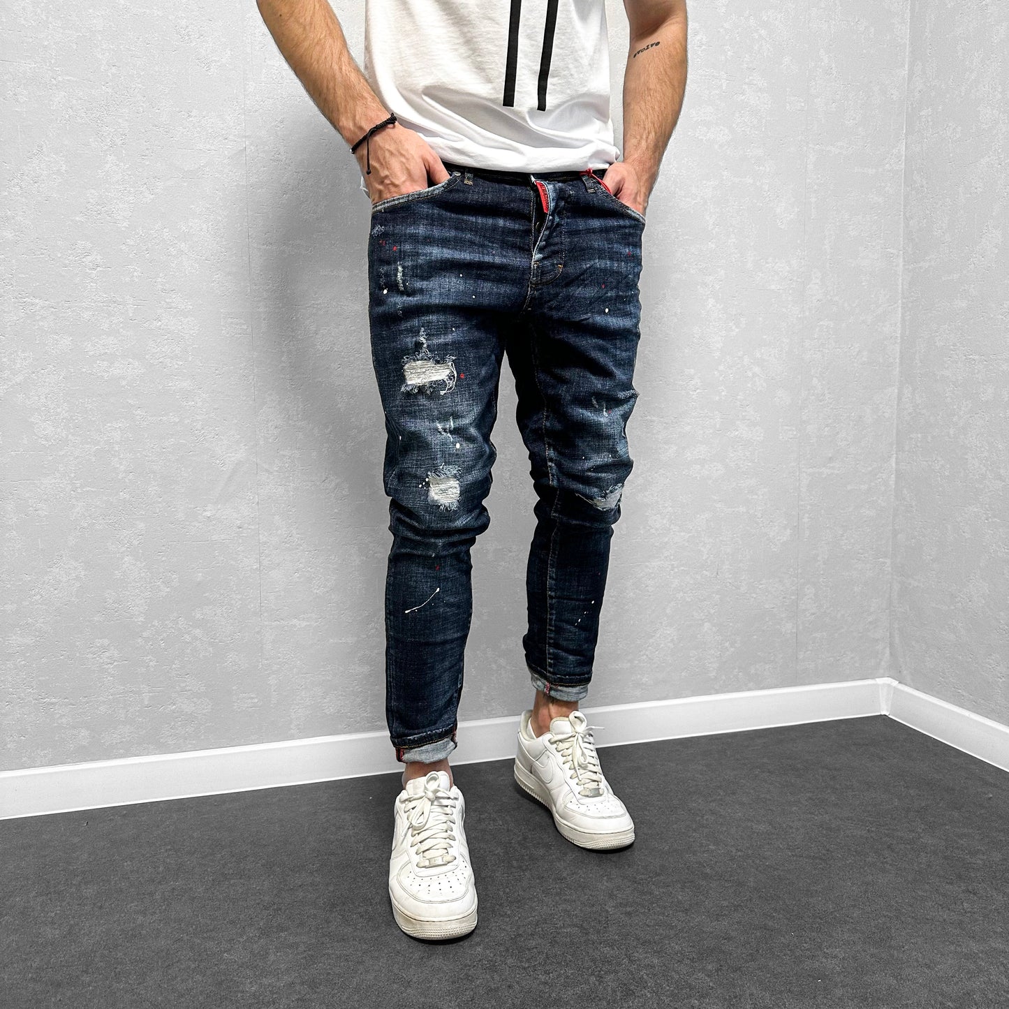 Мъжки дънки с леки пръски "Retayas"