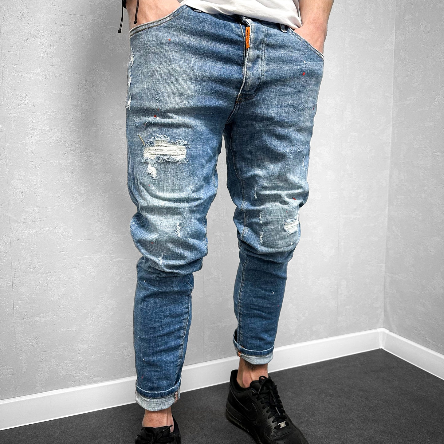 Мъжки накъсани дънки с пръски "Sertano"