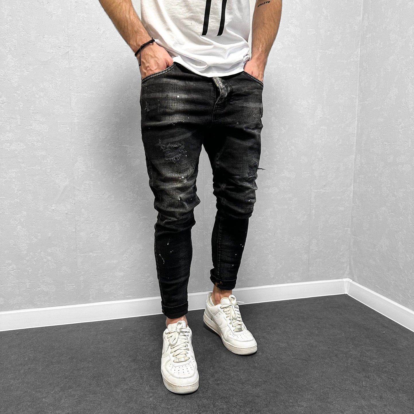 Мъжки дънки с леки пръски "Jeydon"