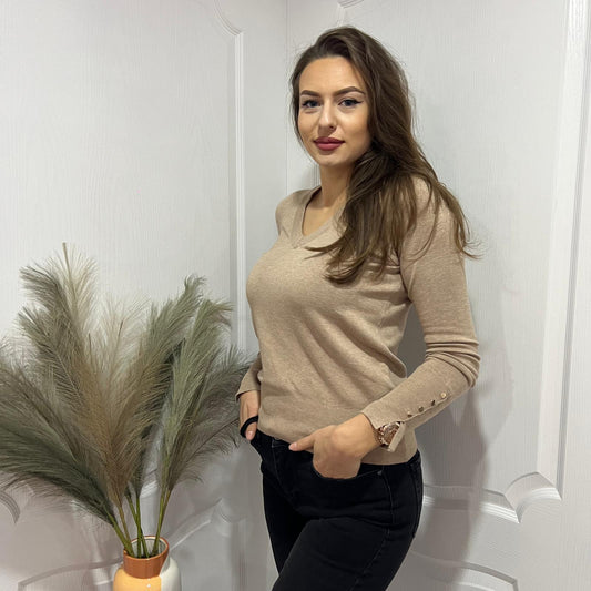 Дамска блуза с копчета на ръкава "Cappucino"